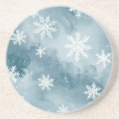 Blaue Schneeflocken Aquarell Winter Getränkeuntersetzer (Vorne)