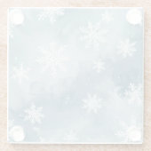 Blaue Schneeflocken Aquarell Winter Glasuntersetzer (Rückseite)