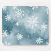 Blaue Schneeflocken Aquarell Winter Mousepad (Vorne)