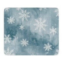 Blaue Schneeflocken Aquarell Winter