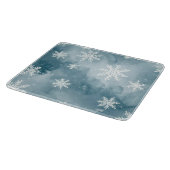 Blaue Schneeflocken Aquarell Winter Schneidebrett (Ecke)