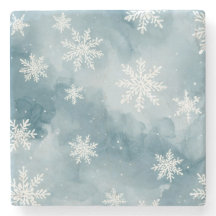 Blaue Schneeflocken Aquarell Winter