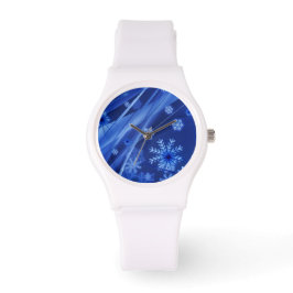 Blaue Schneeflocken Armbanduhr