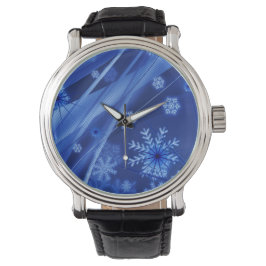 Blaue Schneeflocken Armbanduhr