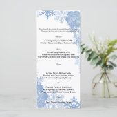 Blaue Schneeflocken auf der Speisekarte der weißen Menükarte (Stehend Vorderseite)