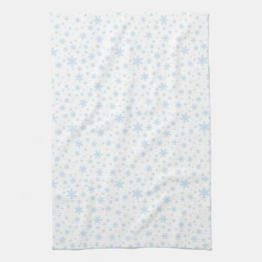 Blaue Schneeflocken auf Weiß Geschirrtuch (Vertikal)