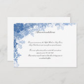 Blaue Schneeflocken auf weißem Hochzeits-Einsatz Einladung (Vorne/Hinten)