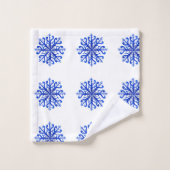 Blaue Schneeflocken Badetuch Set (Waschlappen)