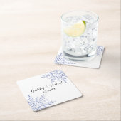 Blaue Schneeflocken bei der Winterhochzeit Rechteckiger Pappuntersetzer (Vor Ort)