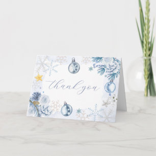 Blaue Schneeflocken-Blumen-Winter-Baby-Party Dankeskarte