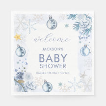 Blaue Schneeflocken-Blumen-Winter-Baby-Shower-Will