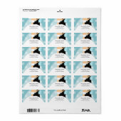 Blaue Schneeflocken Braut und Boden Adressaufkleber (Vorne)