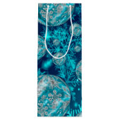 Blaue Schneeflocken Bubbles Holiday Wag Geschenktüte Für Weinflaschen (Rückseite)
