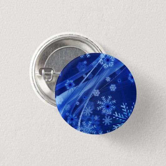Blaue Schneeflocken Button (Vorne & Hinten)