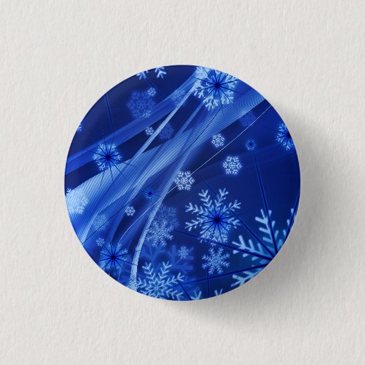 Blaue Schneeflocken Button (Vorderseite)