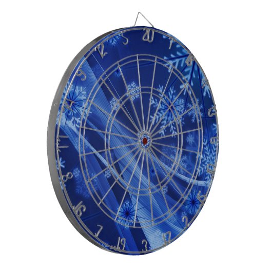Blaue Schneeflocken Dartscheibe (Vorderseite Links)