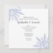 Blaue Schneeflocken der White Winter Engagement Pa Einladung (Vorderseite)