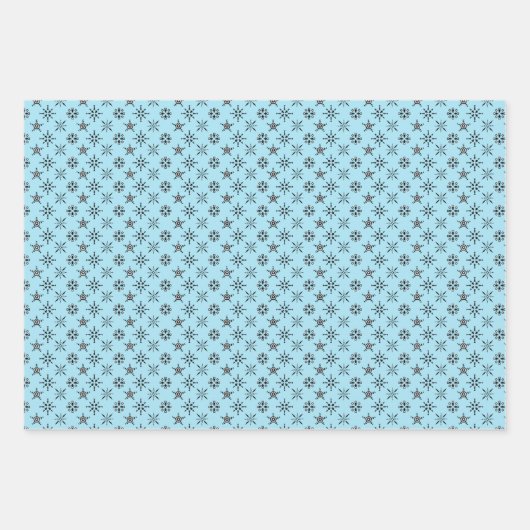 Blaue Schneeflocken Design-Wrapper Geschenkpapier Set (Vorderseite 3)