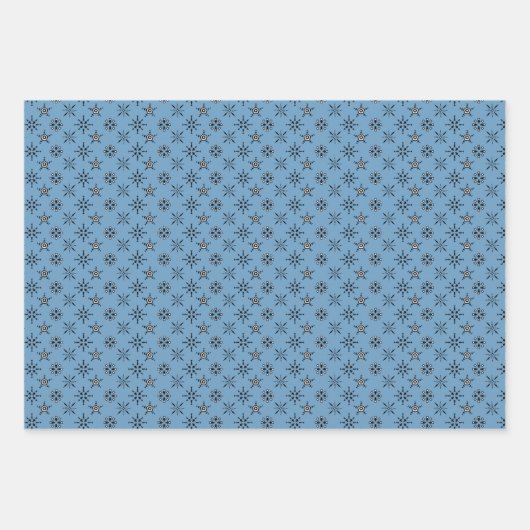 Blaue Schneeflocken Design-Wrapper Geschenkpapier Set (Vorderseite 2)