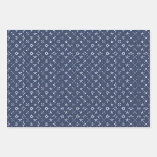 Blaue Schneeflocken Design-Wrapper Geschenkpapier Set (Vorderseite)