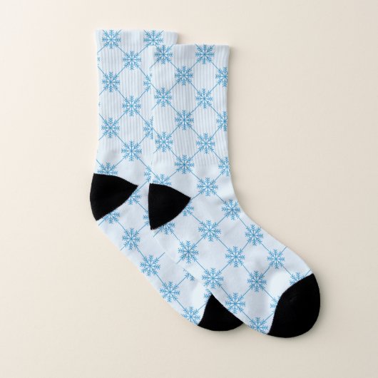 Blaue Schneeflocken Diagonal Square Muster Socken (Paar)