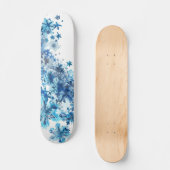Blaue Schneeflocken Digitale Kunst Skateboard (Vorderseite)