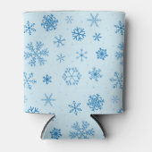 Blaue Schneeflocken Dosenkühler (Vorderseite)