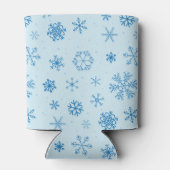 Blaue Schneeflocken Dosenkühler (Rückseite)