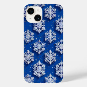Blaue Schneeflocken Elegantes Winterdesign Case-Mate iPhone 14 Hülle
