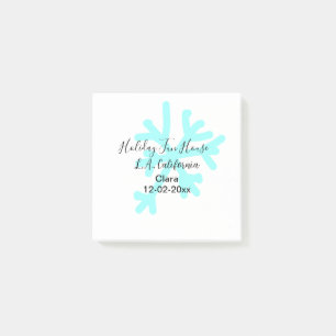 Blaue Schneeflocken Feiertags-Camping-Haus Datum Post-it Klebezettel
