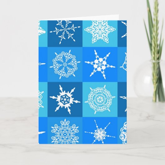Blaue Schneeflocken Feiertagskarte (Vorderseite)