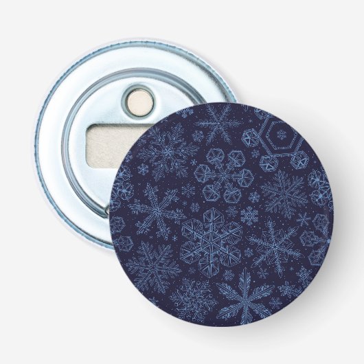 Blaue Schneeflocken Flaschenöffner (Vorderseite)