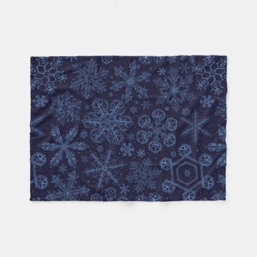 Blaue Schneeflocken Fleecedecke (Vorderseite (Horizontal))