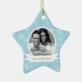 Blaue Schneeflocken Foto Ornamente (Rechts)