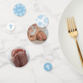 Blaue Schneeflocken Foto Wintertaufe Konfetti (Gruppe)