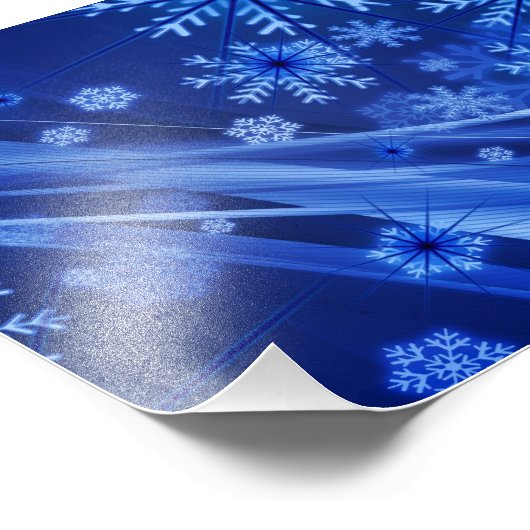 Blaue Schneeflocken Fotodruck (Ecke)