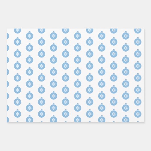 Blaue Schneeflocken, Freude und Weihnachtsbälle Mu Geschenkpapier Set (Vorderseite 3)