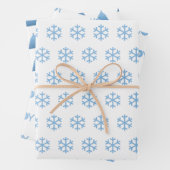 Blaue Schneeflocken, Freude und Weihnachtsbaummust Geschenkpapier Set (Beispiel)