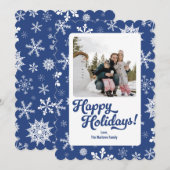 Blaue Schneeflocken Frohe Feiertage Fotokarte Feiertagskarte (Vorne/Hinten)
