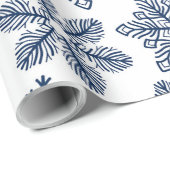 Blaue Schneeflocken Geschenkpapier (Rolleneckpunkt)