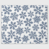 Blaue Schneeflocken Geschenkpapier (Flach)