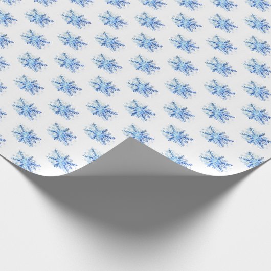 Blaue Schneeflocken Geschenkpapier (Ecke)