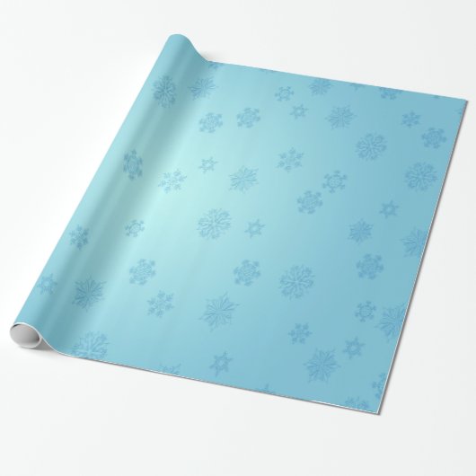 Blaue Schneeflocken Geschenkpapier (Ungerollt)