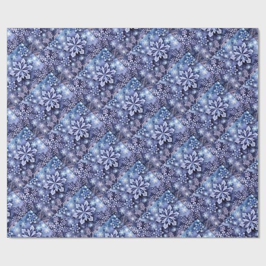 Blaue Schneeflocken Geschenkpapier (Flach)
