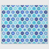 Blaue Schneeflocken Geschenkpapier (Flach)