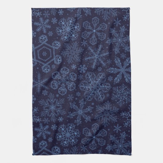 Blaue Schneeflocken Geschirrtuch (Vertikal)