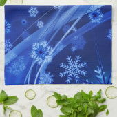 Blaue Schneeflocken Geschirrtuch (Gefaltet)