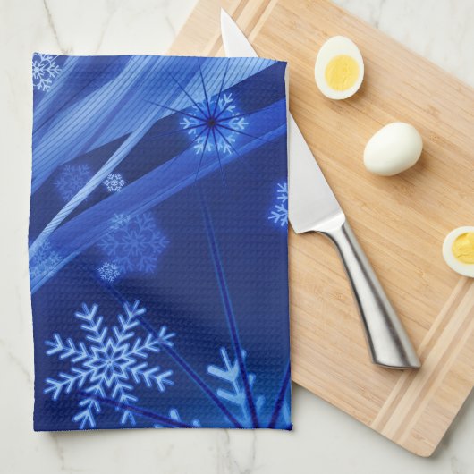 Blaue Schneeflocken Geschirrtuch (Viertel Falte)