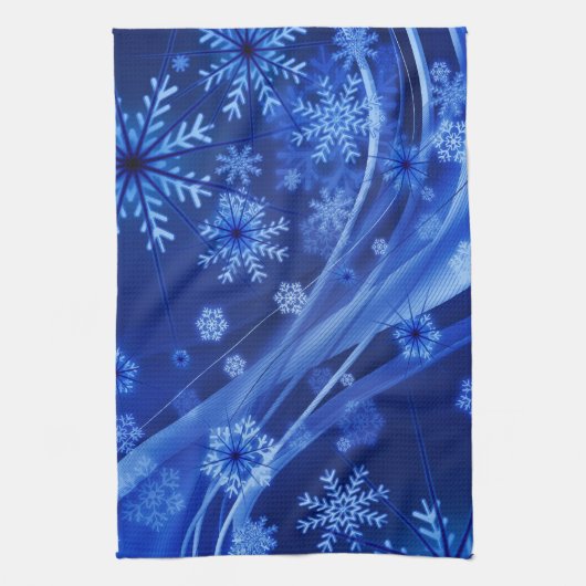 Blaue Schneeflocken Geschirrtuch (Vertikal)