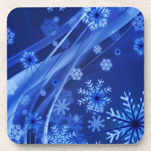 Blaue Schneeflocken Getränkeuntersetzer (Vorderseite)